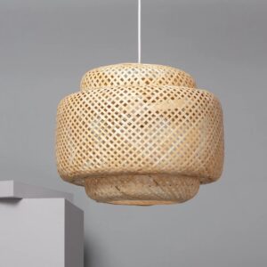 Large bamboo hanging lamp, eco-friendly lighting.