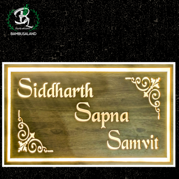 Acrylic Name plate for home, office, hotels with wooden texture base