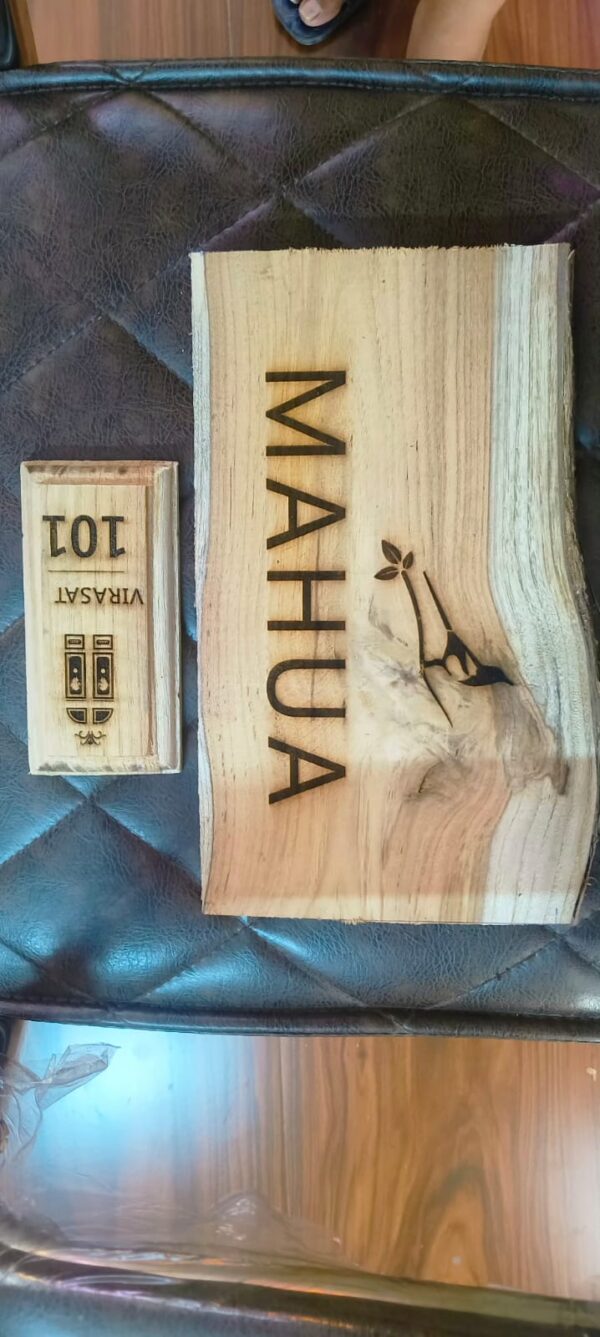 Wooden Engraved Name plate for home, office, hotels with customization