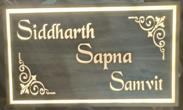 Acrylic Name plate for home, office, hotels with wooden texture base