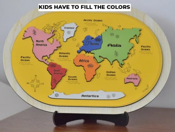 MDF World Map DIY kit (with Paint Colors)