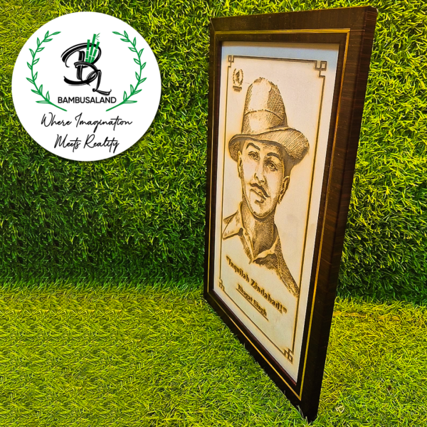 Wooden Photo Engraving photo frame- Bhagat Singh